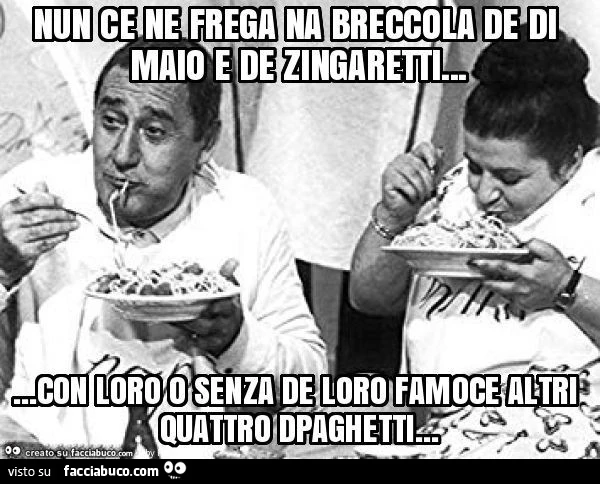 Nun ce ne frega na breccola de di maio e de zingaretti&hellip; con loro o senza de loro famoce altri quattro dpaghetti