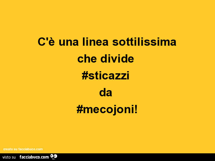 C'è una linea sottilissima che divide #sticazzi da #mecojoni