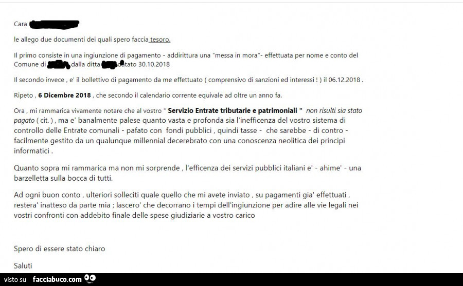 Cara le allego due documenti dei quali spero faccia tesoro