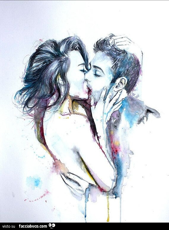 Disegno di bacio passionale