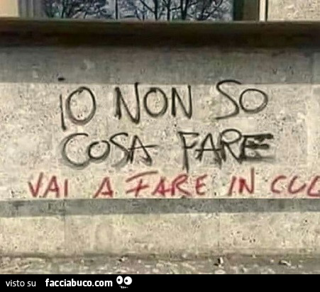 Io non so cosa fare. Vai a fare in culo