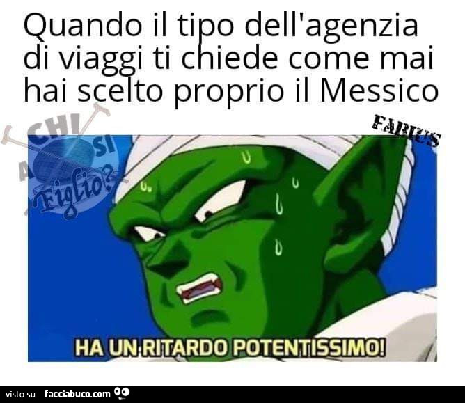 Quando il tipo dell'agenzia di viaggi ti chiede come mai hai scelto proprio il messico. Ha un, ritardo potentissimo