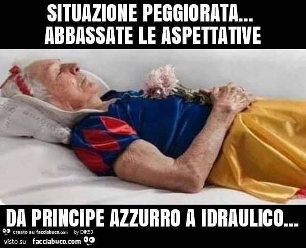 Situazione peggiorata… abbassate le aspettative da principe azzurro a idraulico