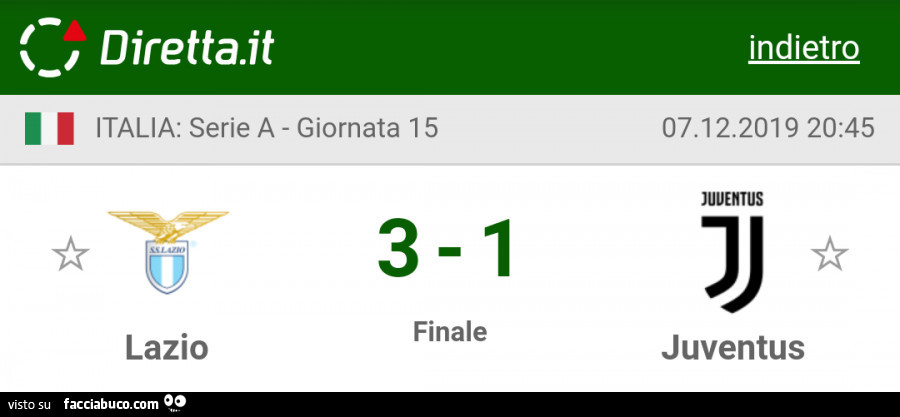 Lazio 3 Juve 1