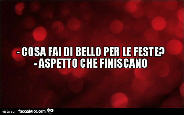 Cosa fai di bello per le feste? Aspetto che finiscano