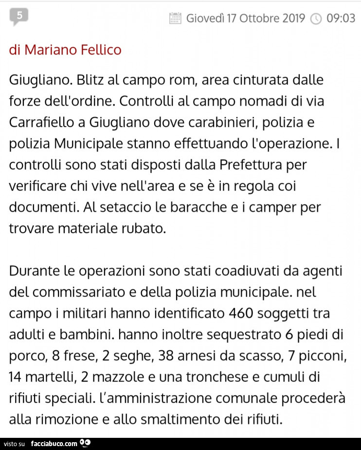 Blitz al campo rom, area cinturata dalle forze dell'ordine. Controlli al campo nomadi di via carrafiello a giugliano dove carabinieri, polizia e polizia municipale stanno effettuando l'operazione. I controlli sono stati disposti dalla prefettura