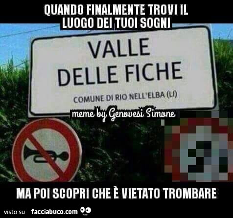 Quando finalmente trovi il luogo dei tuoi sogni. Valle delle fiche ma poi scopri che è vietato trombare