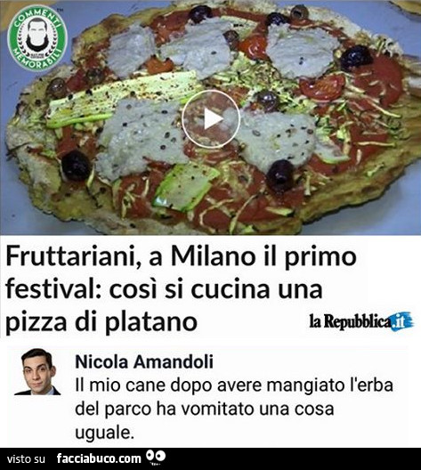 Fruttariani, a milano il primo festival: così si cucina una pizza di platano. Il mio cane dopo avere mangiato l'erba del parco ha vomitato una cosa uguale