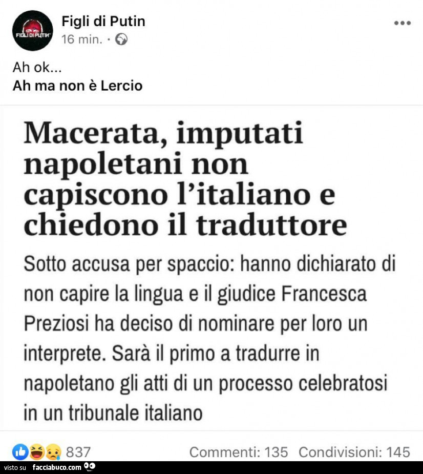 Macerata, imputati napoletani non capiscono l'italiano e chiedono il traduttore