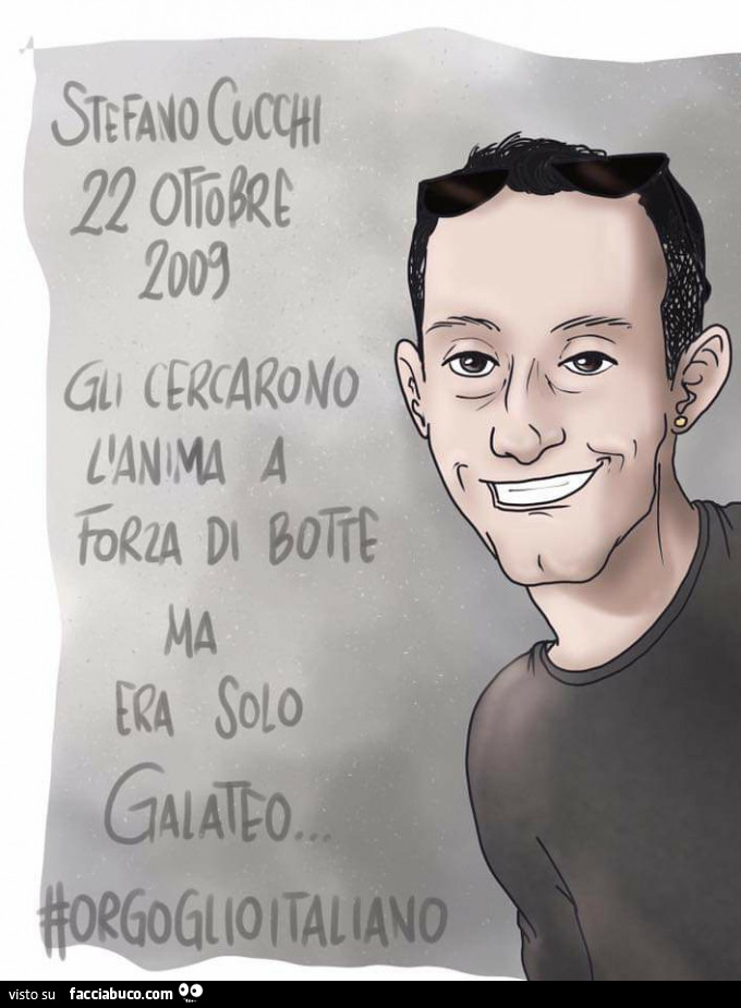 Stefano Cucchi 22 ottobre 2009. Gli cercavano l'anima a forza di botte ma era solo galateo