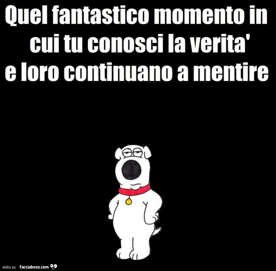 Quel fantastico momento in cui tu conosci la verità e loro continuano a mentire