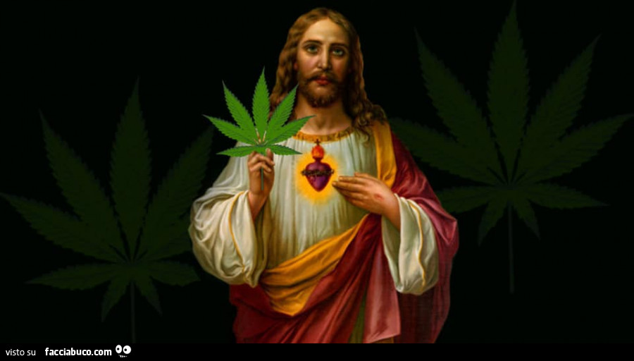 Gesù con la foglia di marijuana