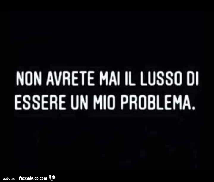 Non avrete mai il lusso di essere un mio problema