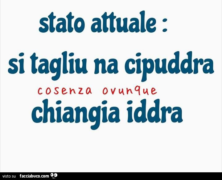 Stato attuale: si tagliu na cipuddra chiangia iddra