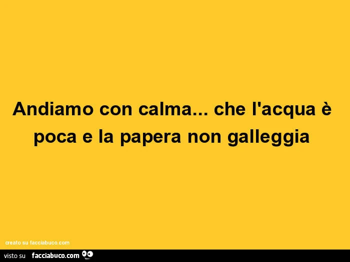 Andiamo con calma&hellip; che l'acqua è poca e la papera non galleggia