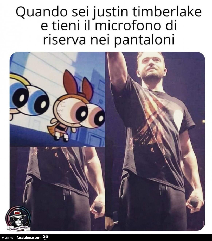 Quando sei justin timberlake e tieni il microfono di riserva nei pantaloni